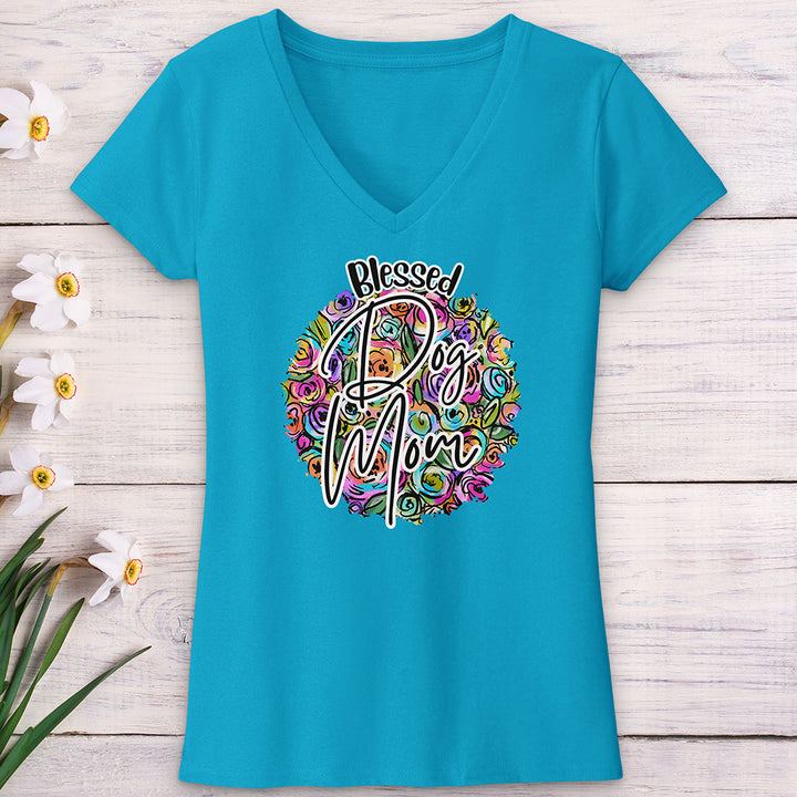 Blessed Dog Mom V-Neck Tee