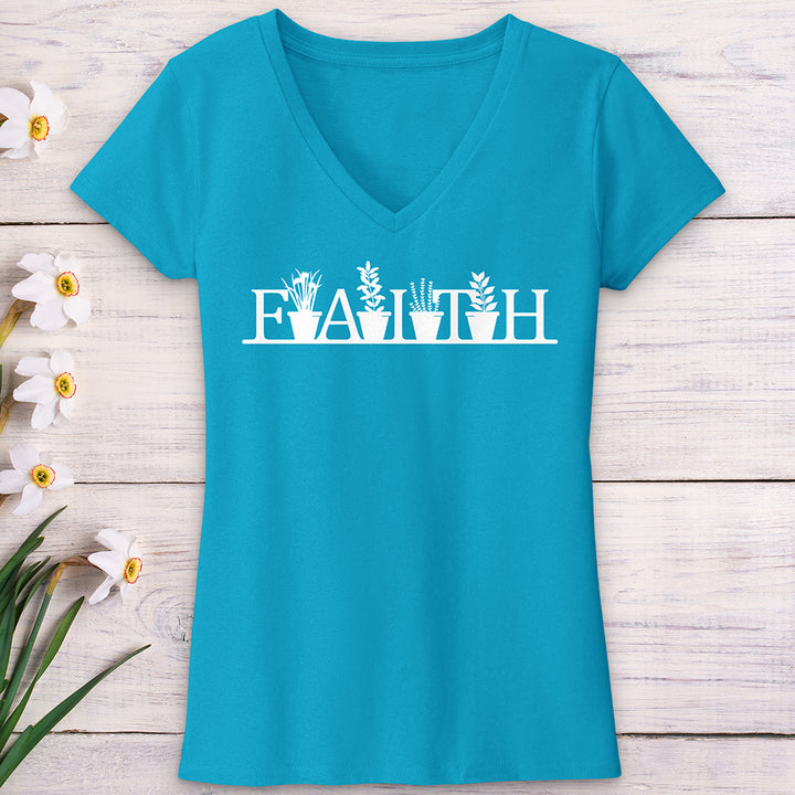 Faith Garden Letters V-Neck Tee