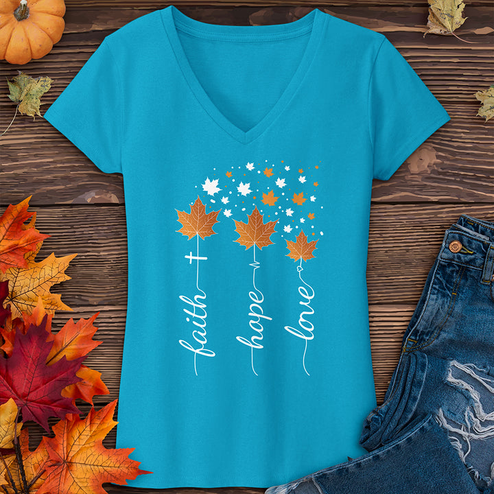 Faith Hope Love Autumn V-Neck Tee