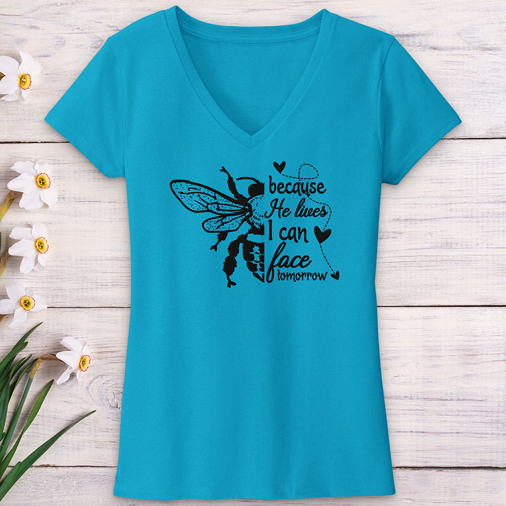 Because He Lives Bee V-Neck Tee