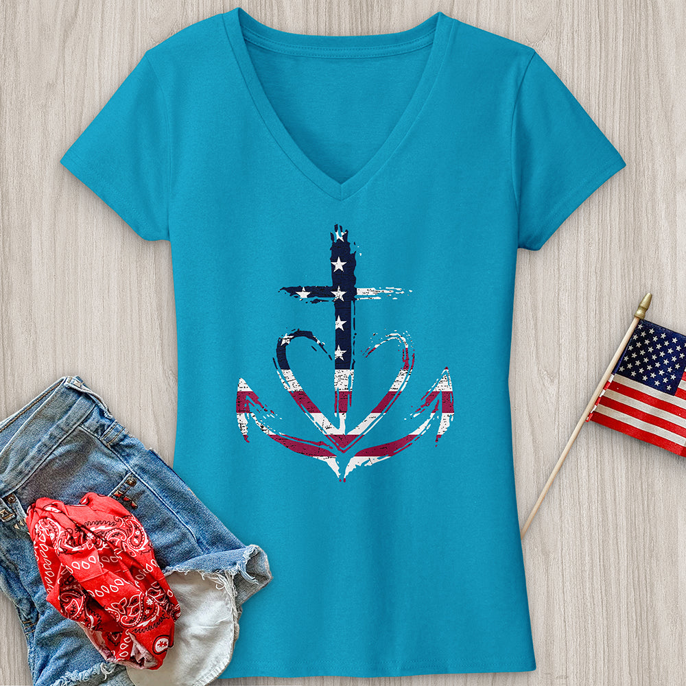 Flag Heart V-Neck Tee