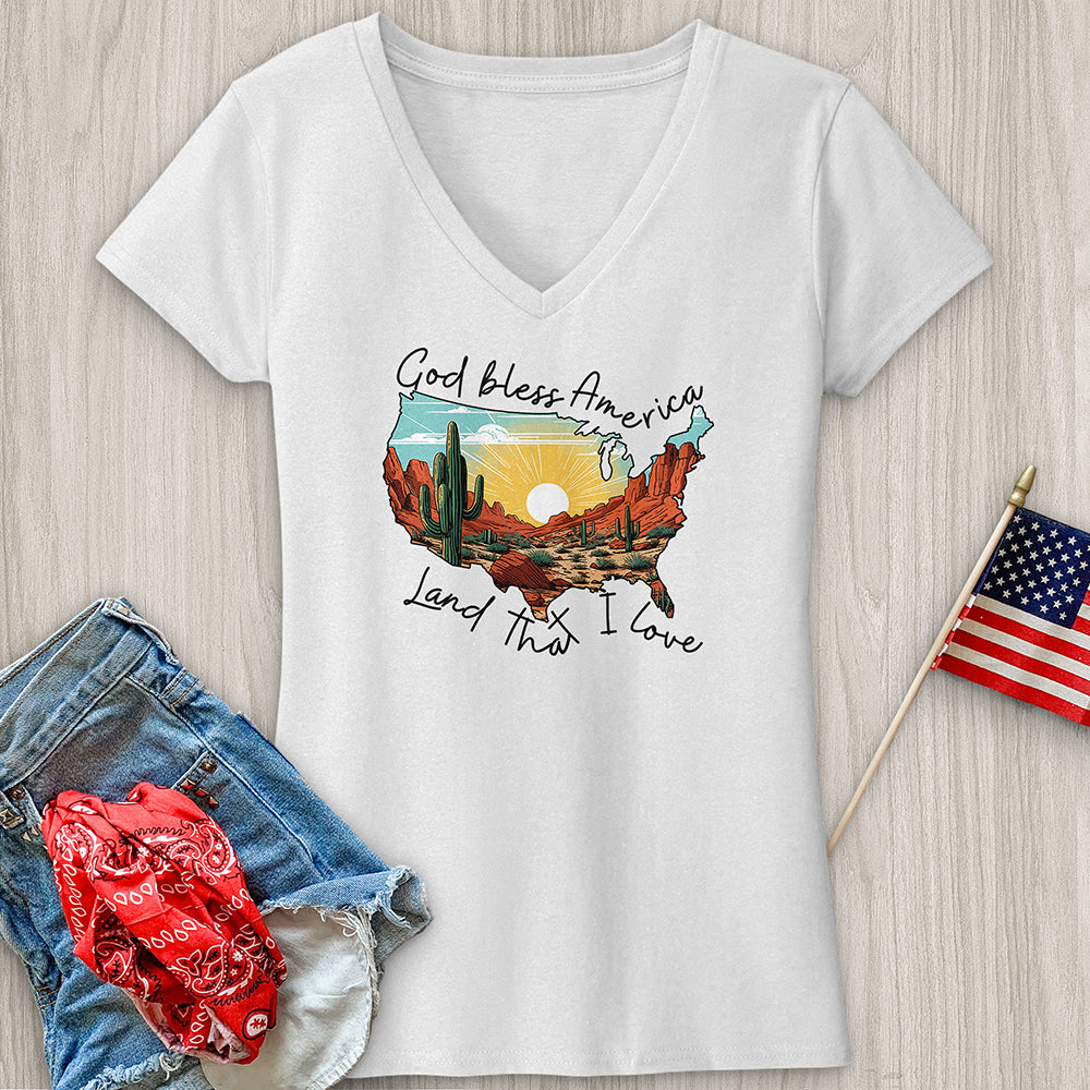 God Bless Flower Desert Variation V-Neck Tee