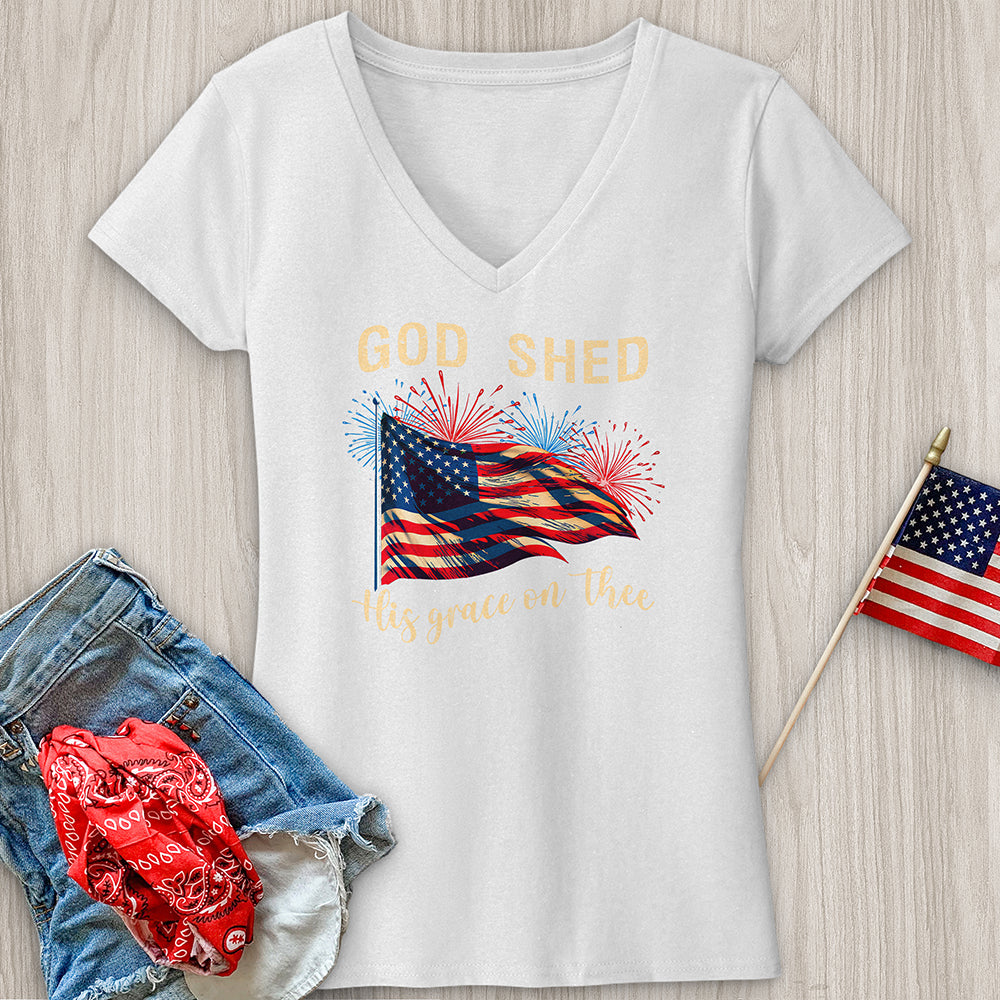 God Shed Firework Flag V-Neck Tee
