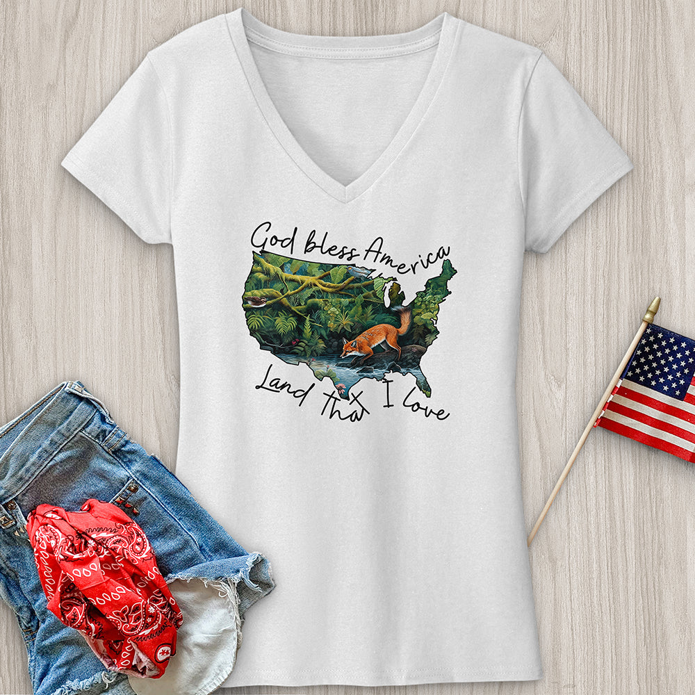 Forest With Animals in It V-Neck Tee