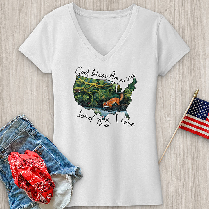 Forest With Animals in It V-Neck Tee