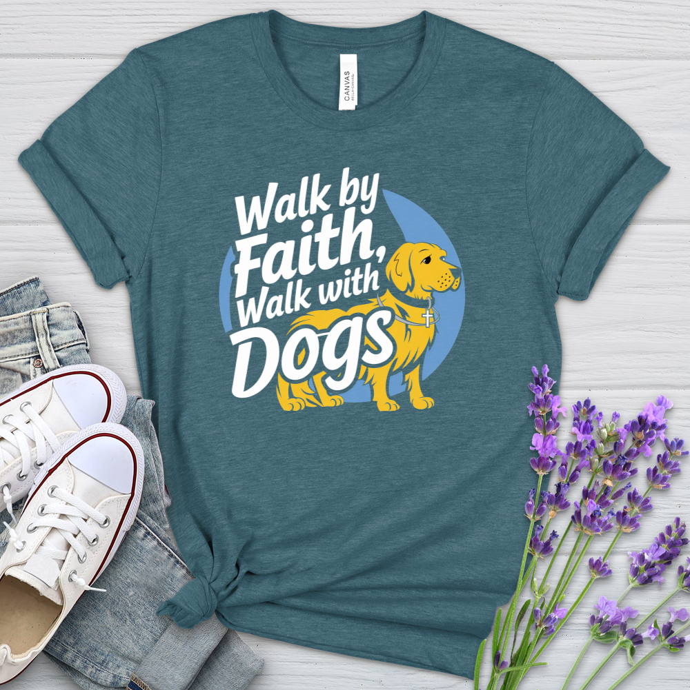 Walk By Faith & Dogs Heathered Tee