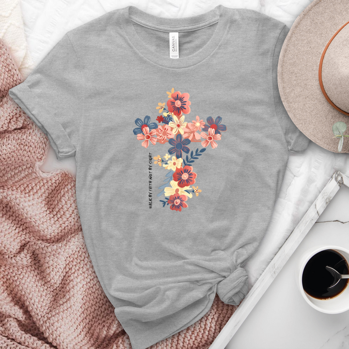 Walk By Faith Floral Heathered Tee