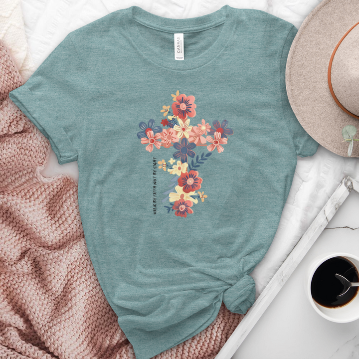 Walk By Faith Floral Heathered Tee