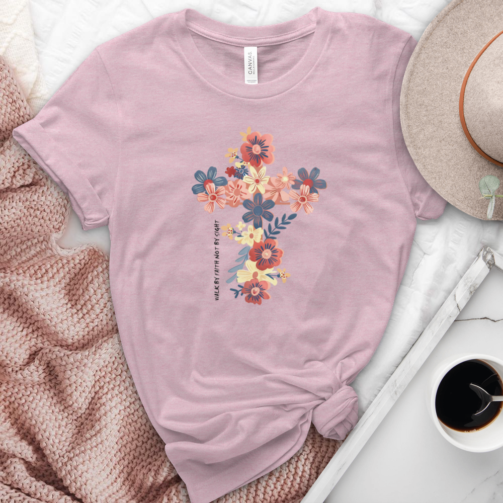 Walk By Faith Floral Heathered Tee