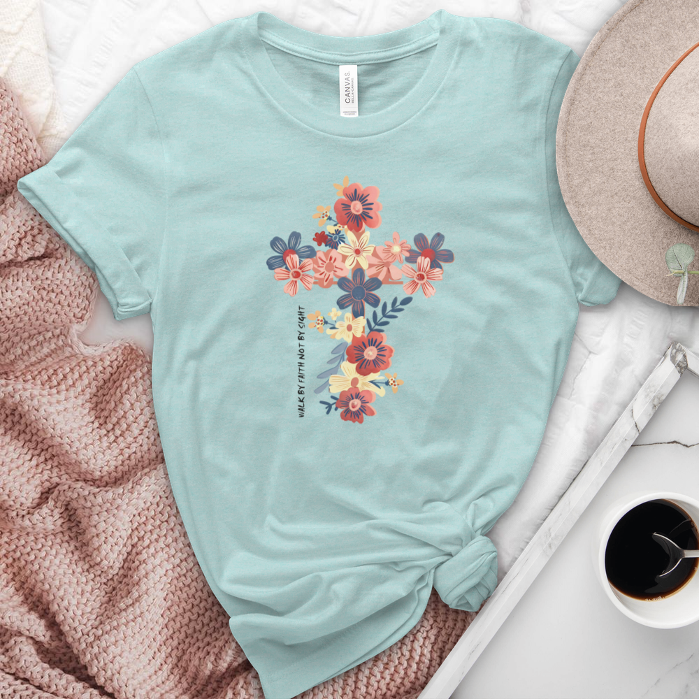 Walk By Faith Floral Heathered Tee