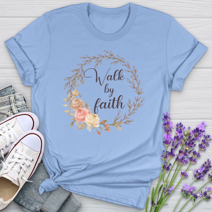 Walk By Faith Floral Wreath Softstyle Tee