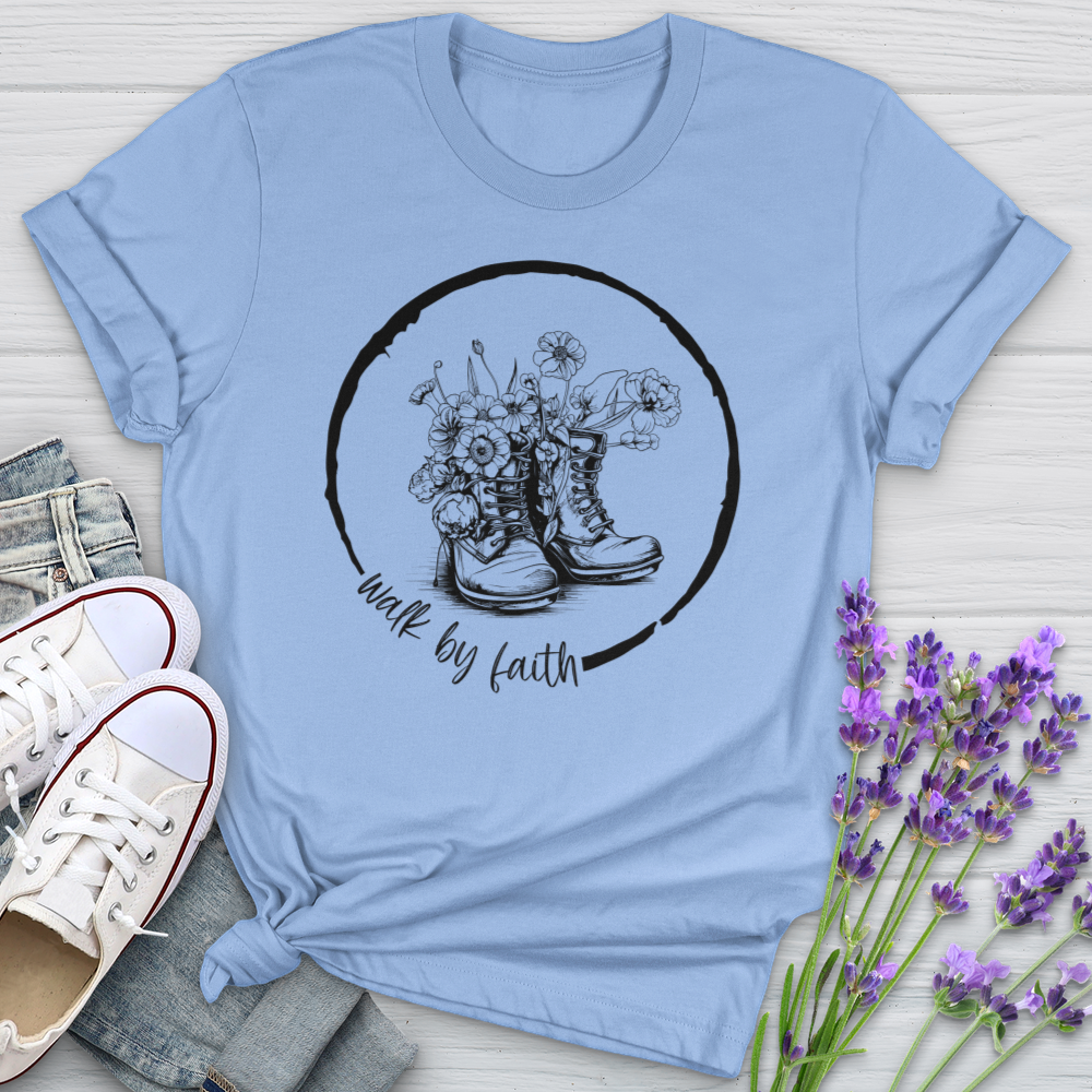 Walk By Faith Flowers Softstyle Tee