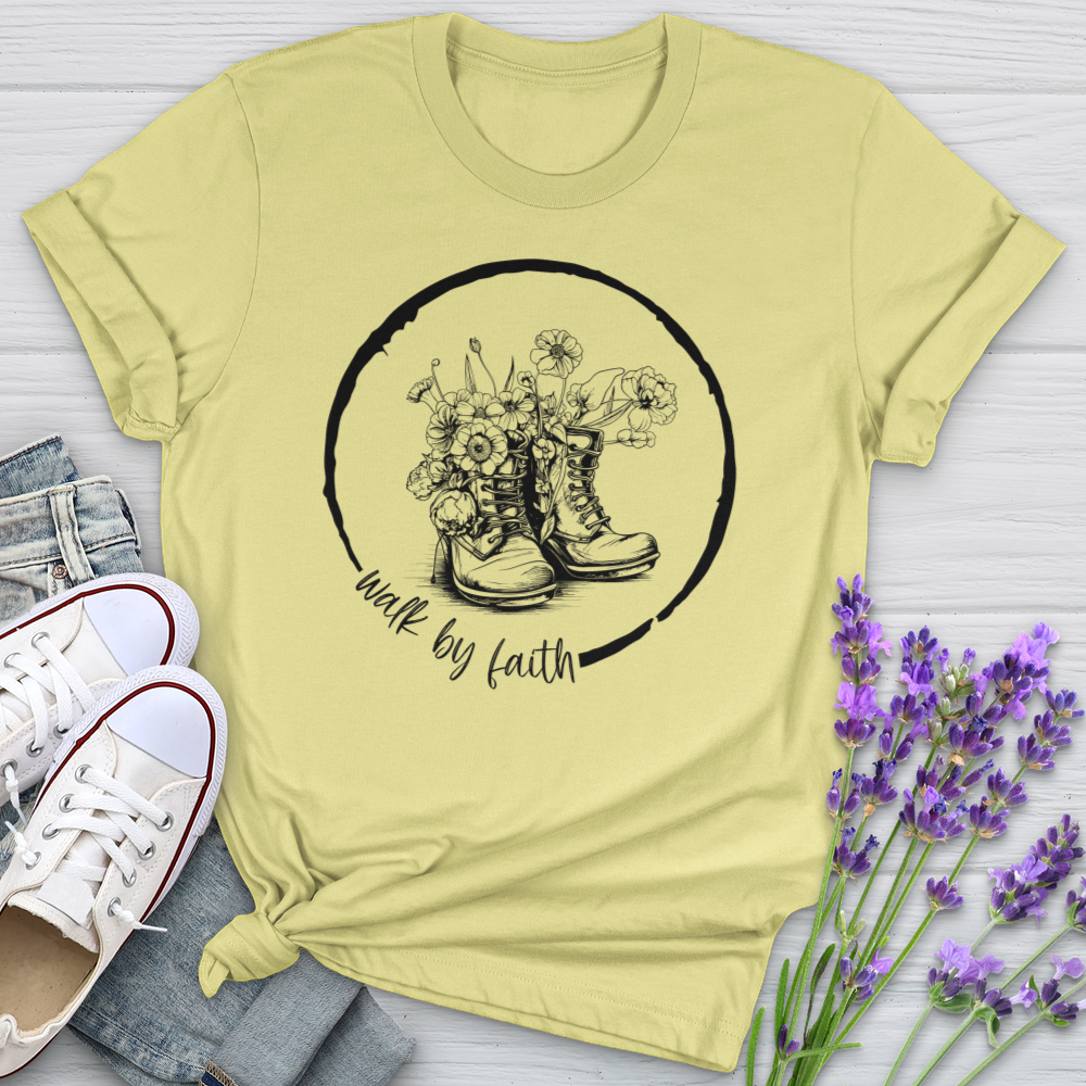 Walk By Faith Flowers Softstyle Tee