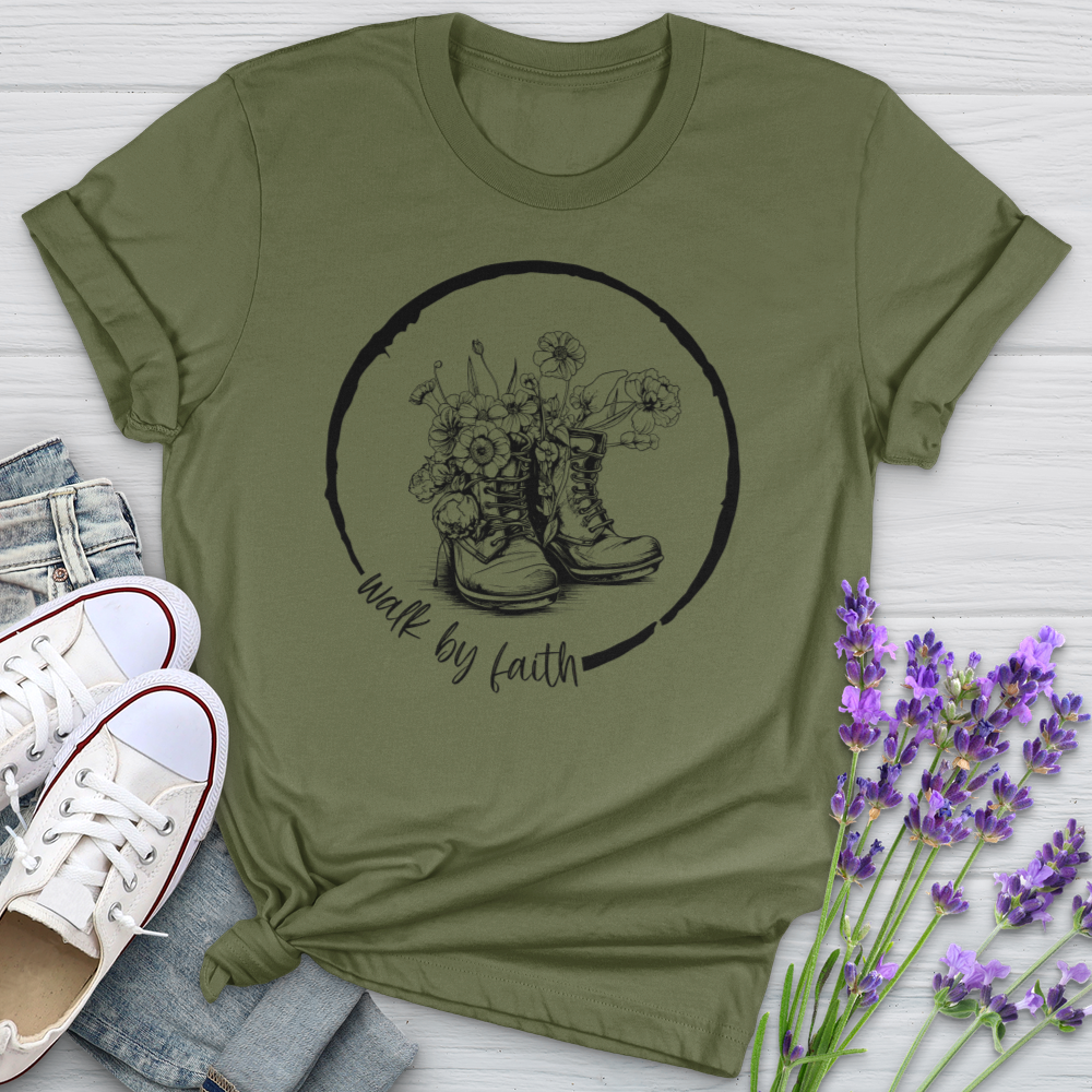 Walk By Faith Flowers Softstyle Tee