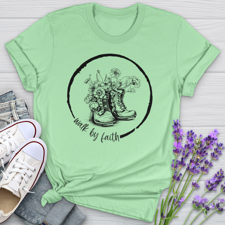 Walk By Faith Flowers Softstyle Tee