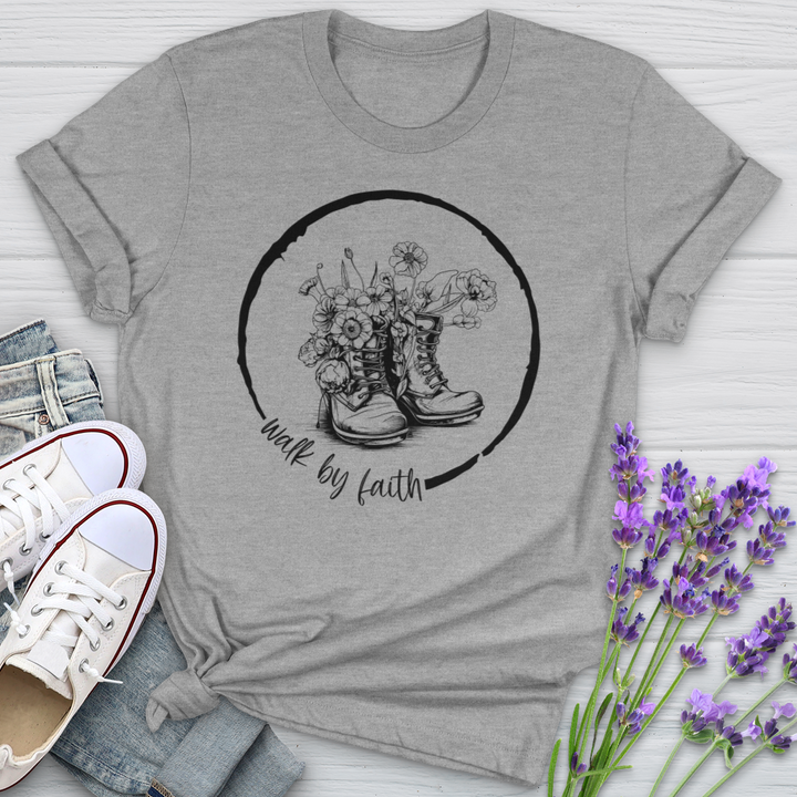 Walk By Faith Flowers Softstyle Tee