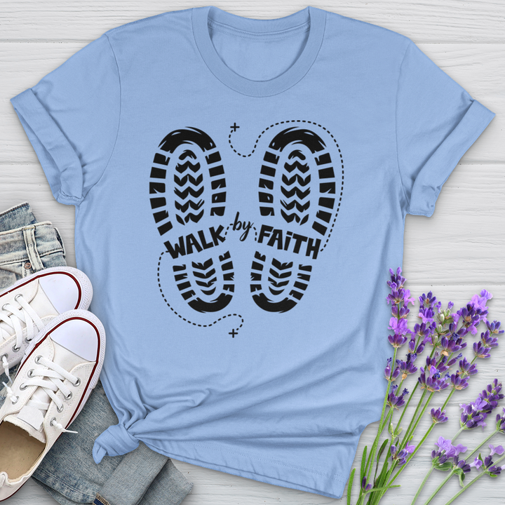 Walk By Faith Footprints Softstyle Tee