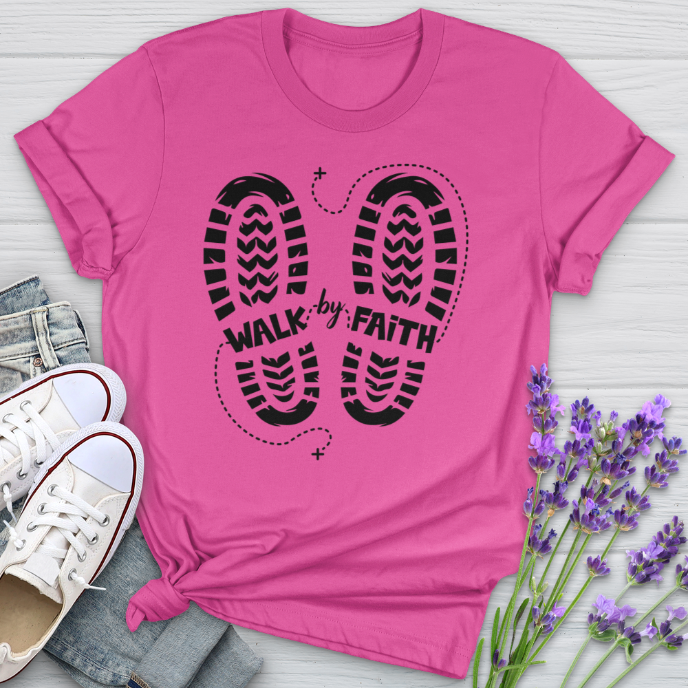 Walk By Faith Footprints Softstyle Tee