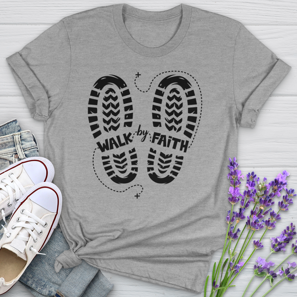 Walk By Faith Footprints Softstyle Tee