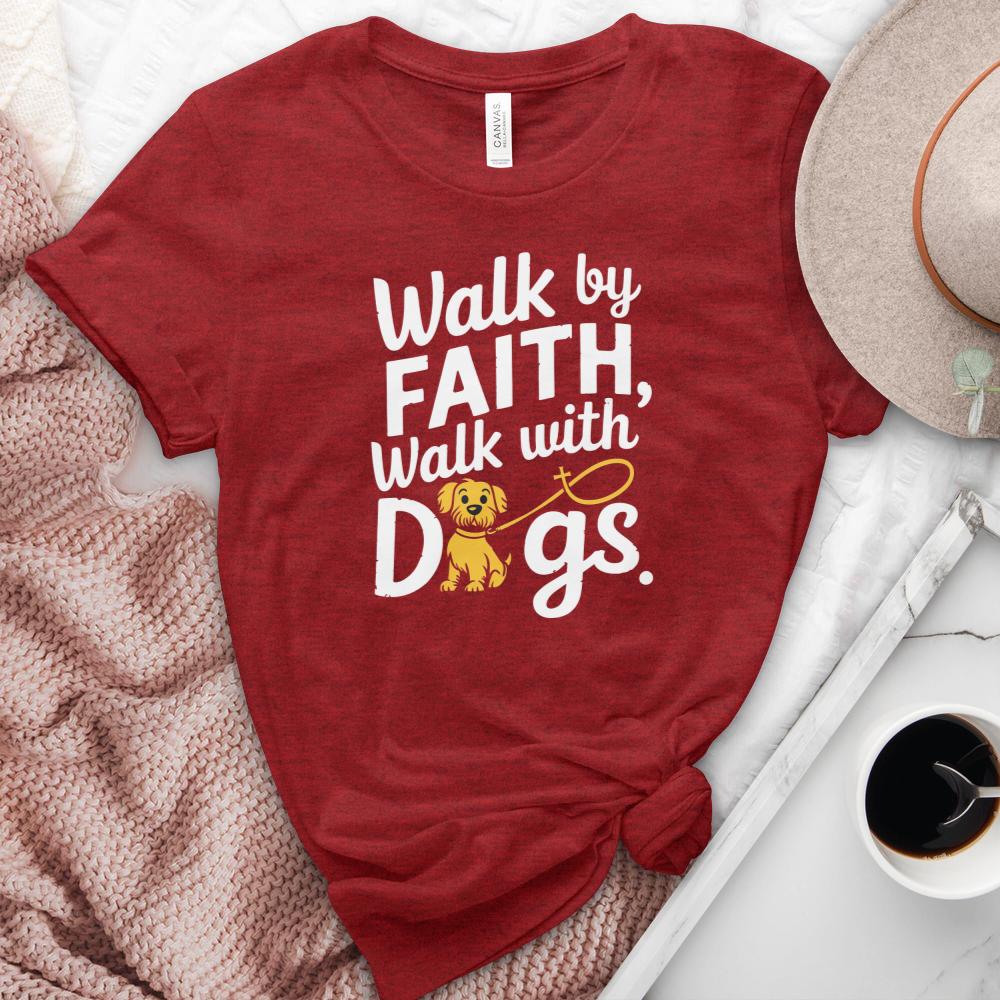 Walk By Faith Walk With Dogs Heathered Tee