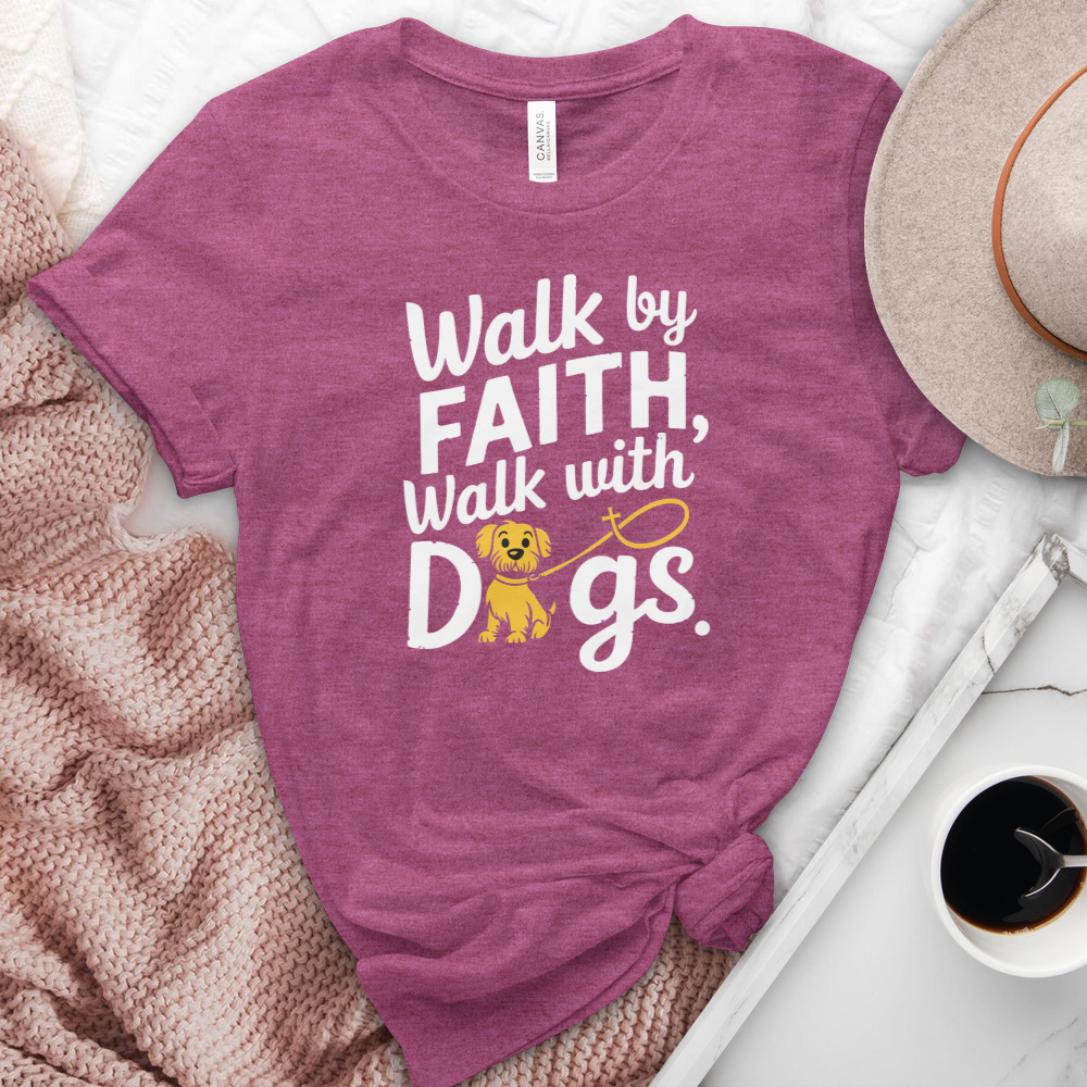 Walk By Faith Walk With Dogs Heathered Tee