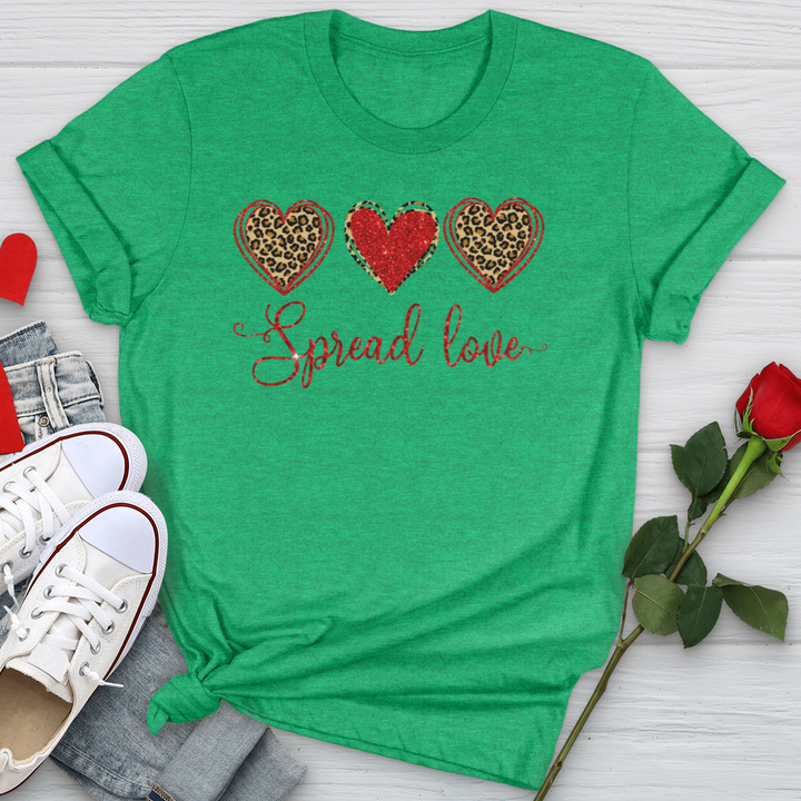 Spread Love Glitter Hearts  Softstyle Tee