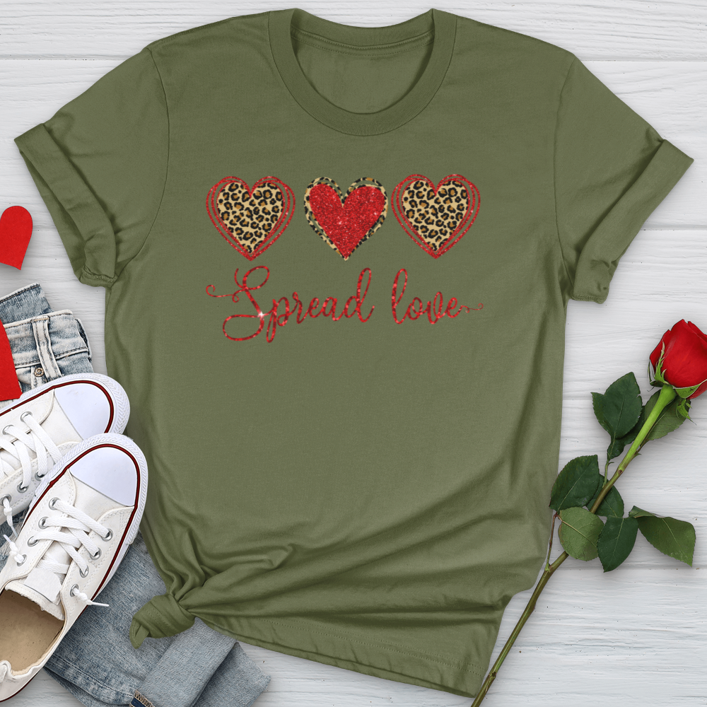 Spread Love Glitter Hearts  Softstyle Tee