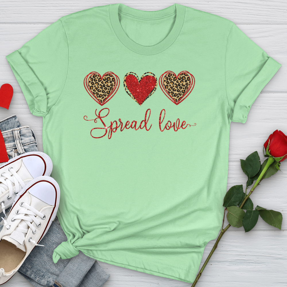 Spread Love Glitter Hearts  Softstyle Tee