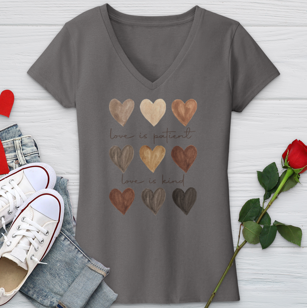 Watercolor Hearts V-Neck Tee