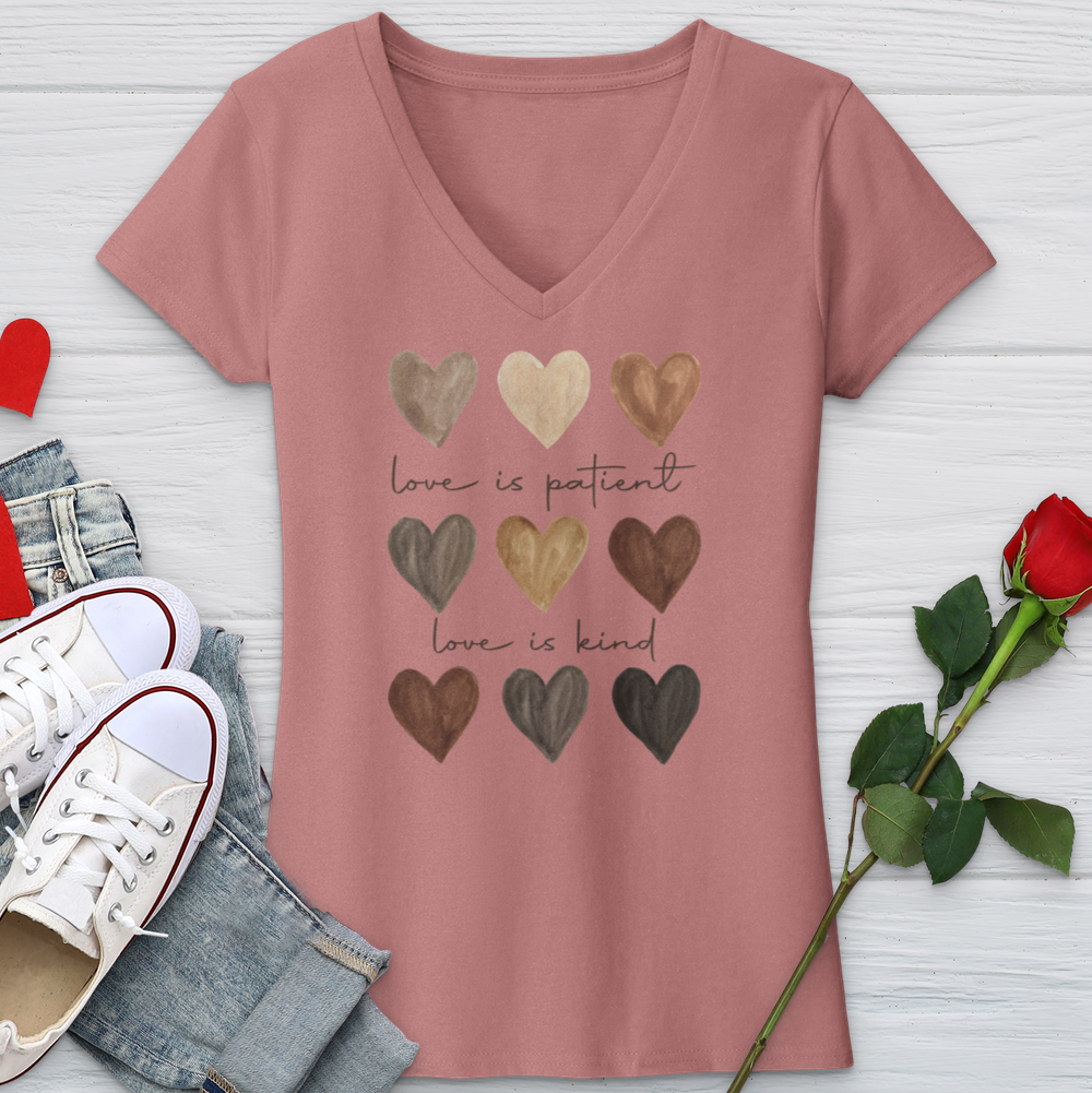 Watercolor Hearts V-Neck Tee