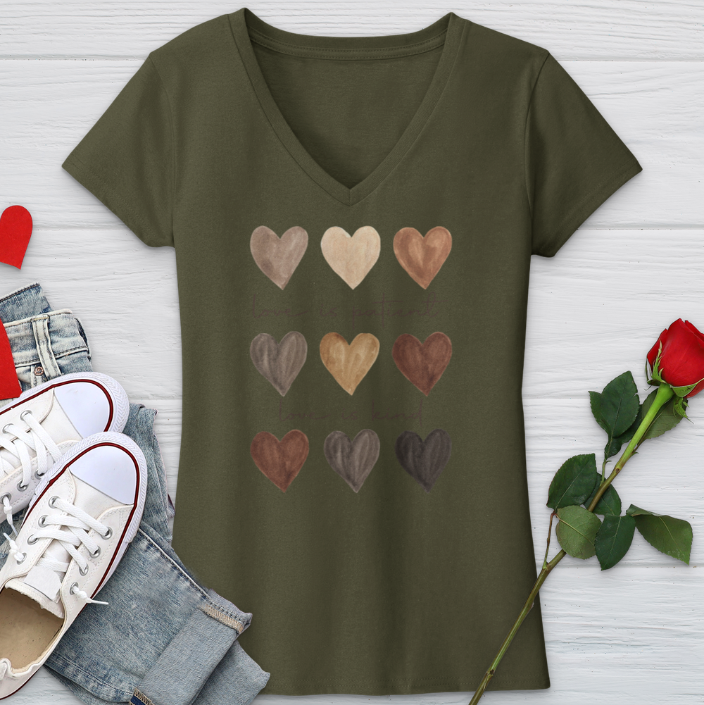 Watercolor Hearts V-Neck Tee