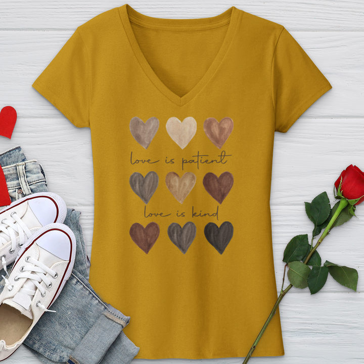 Watercolor Hearts V-Neck Tee