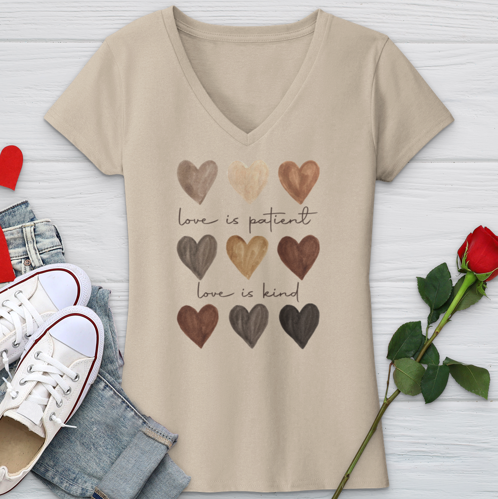 Watercolor Hearts V-Neck Tee