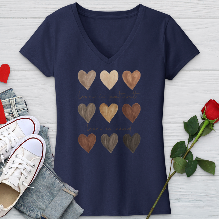 Watercolor Hearts V-Neck Tee