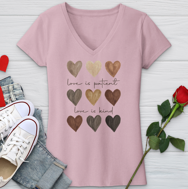 Watercolor Hearts V-Neck Tee