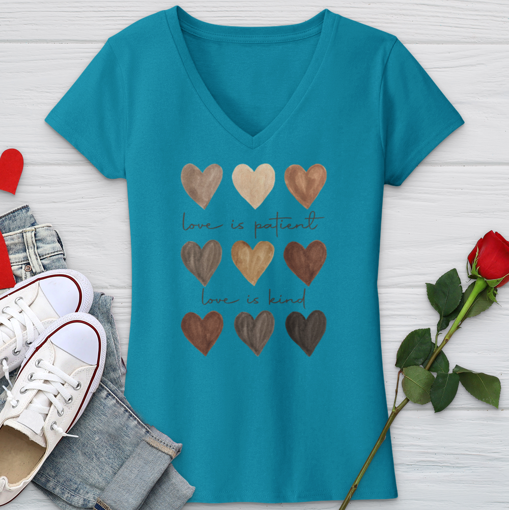 Watercolor Hearts V-Neck Tee