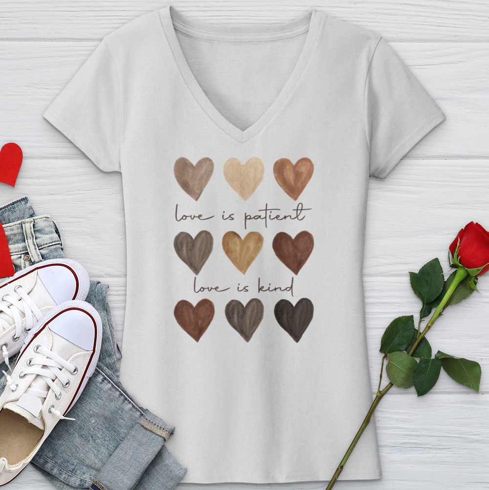 Watercolor Hearts V-Neck Tee