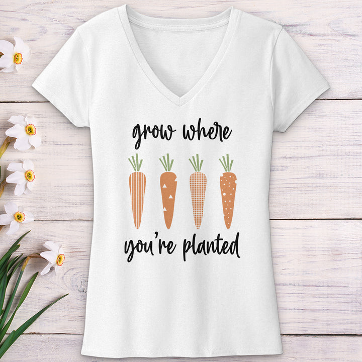 Grow Where You're Planted Carrots V-Neck Tee