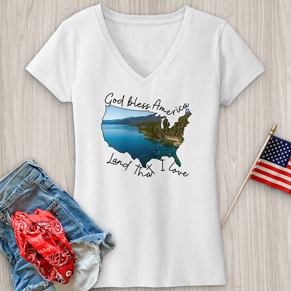 Lake With Boats On It V-Neck Tee