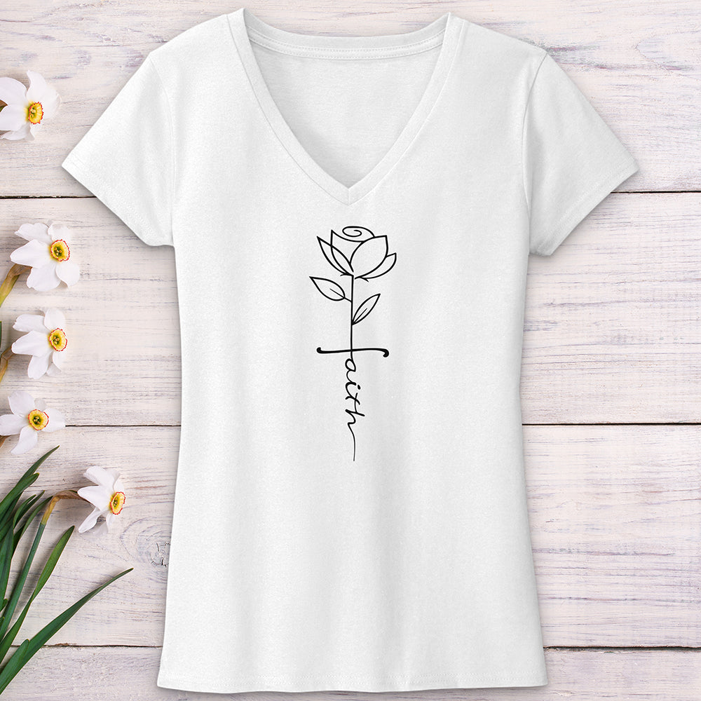 Faith Flower Stem V-Neck Tee