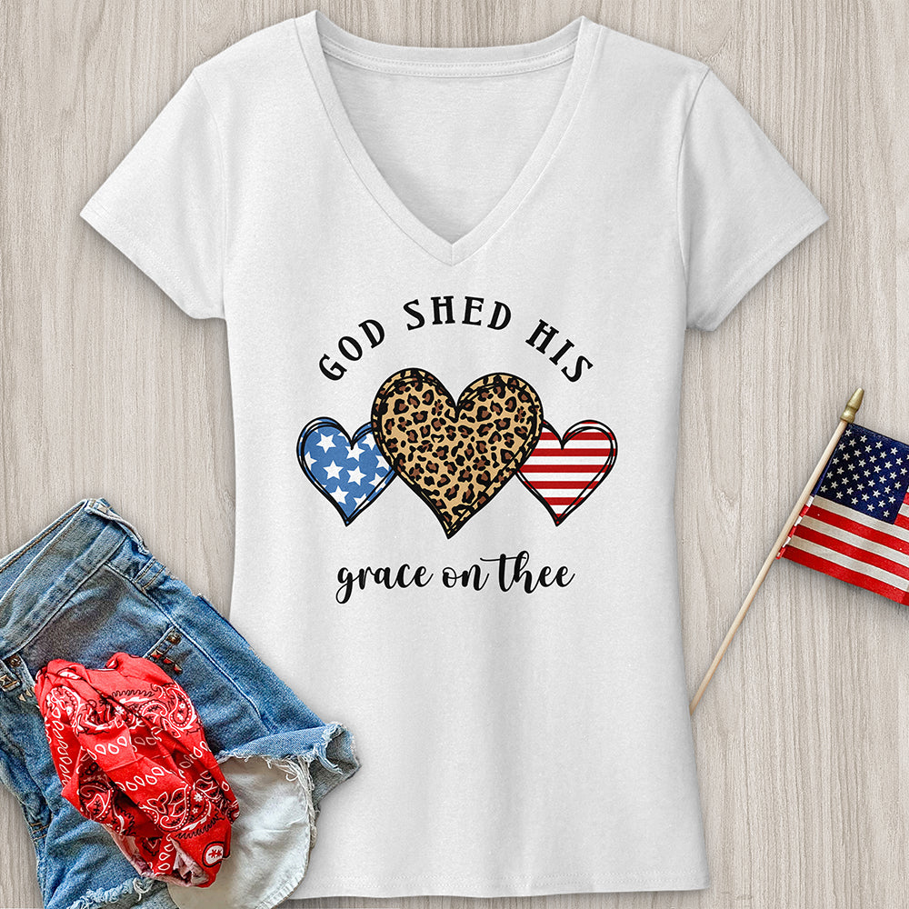 American Flag Heart V-Neck Tee