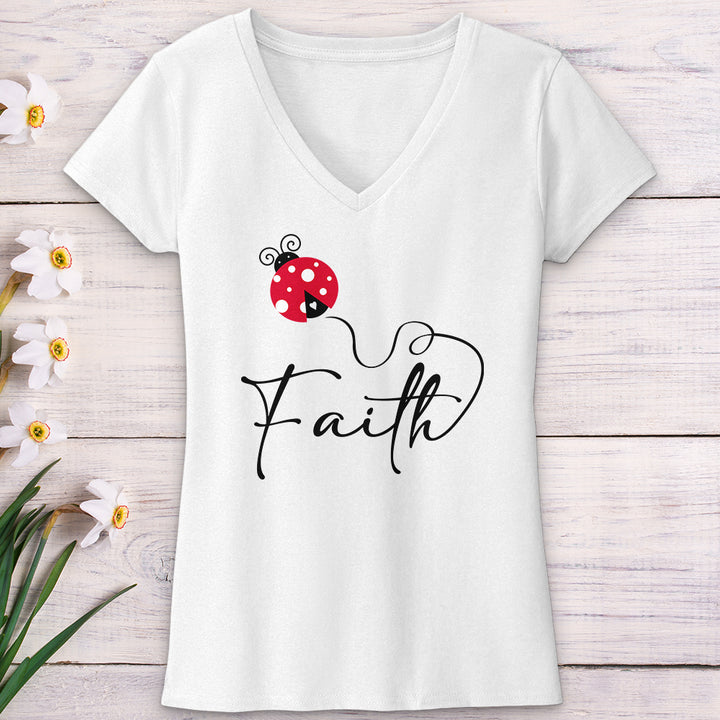 Faith Ladybug V-Neck Tee