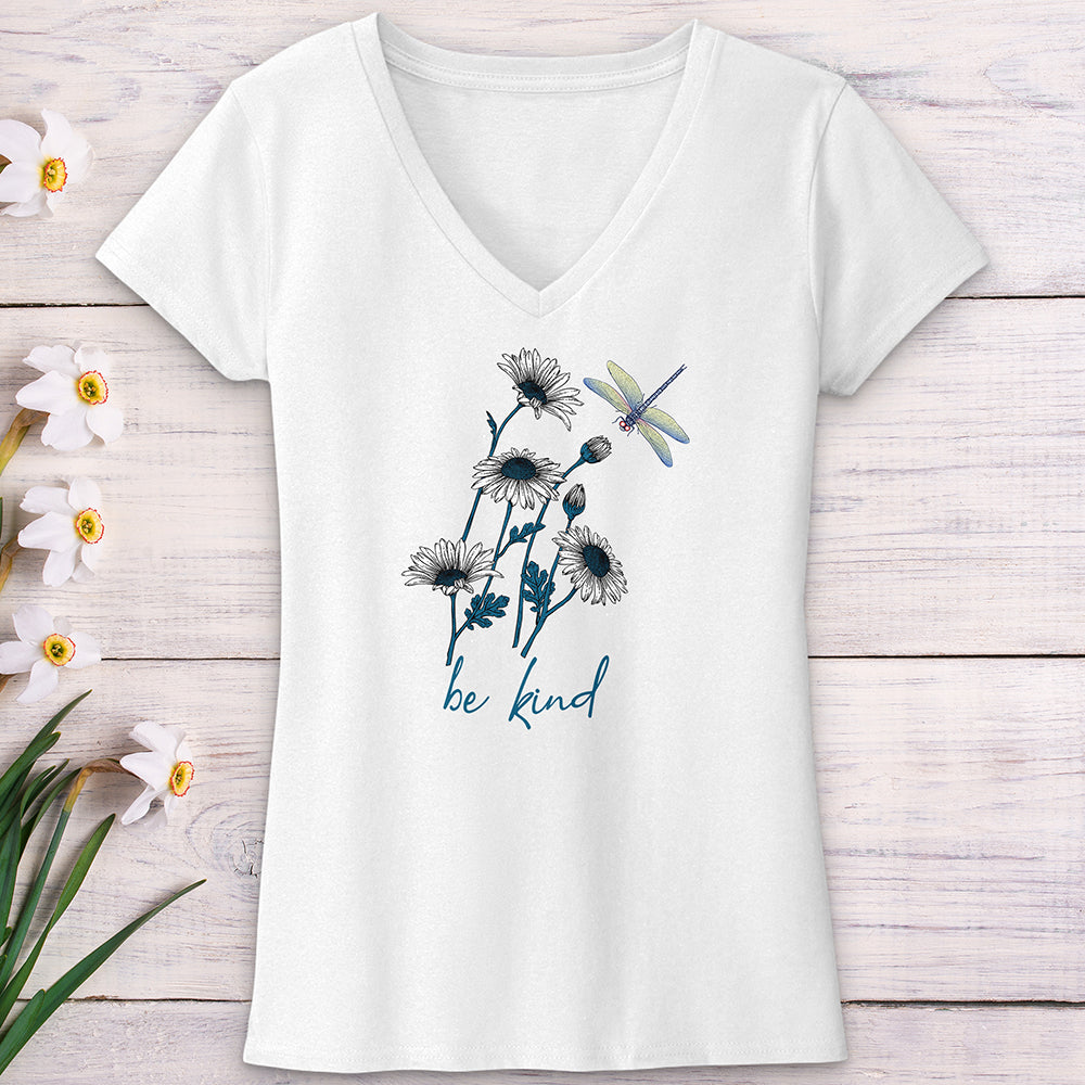 Be Kind daisy Flower V-Neck Tee