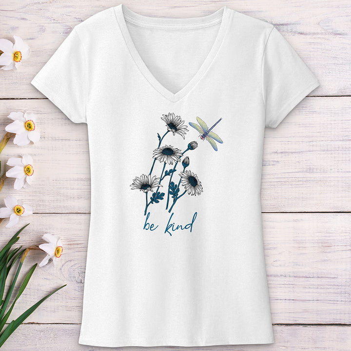 Be Kind daisy Flower V-Neck Tee