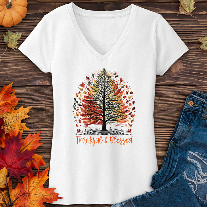 Thankful Blessed Woodland Journey V-Neck Tee