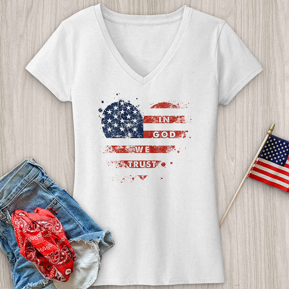 In God We Trust Heart V-Neck Tee