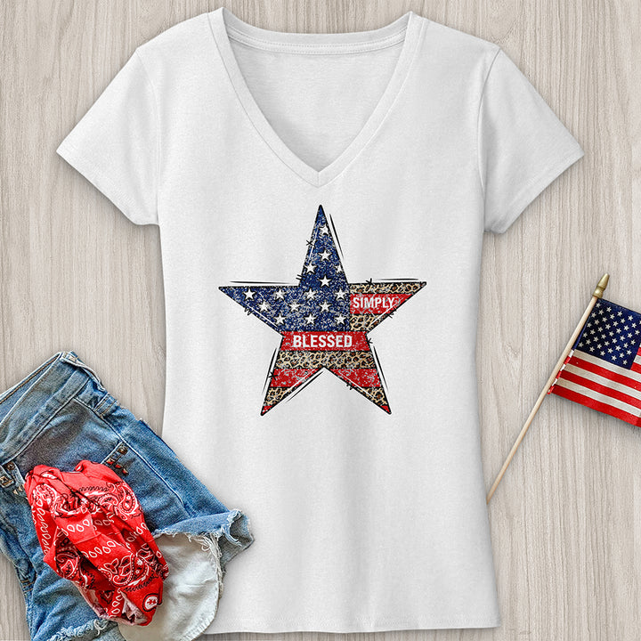 Simply Blessed Star V-Neck Tee