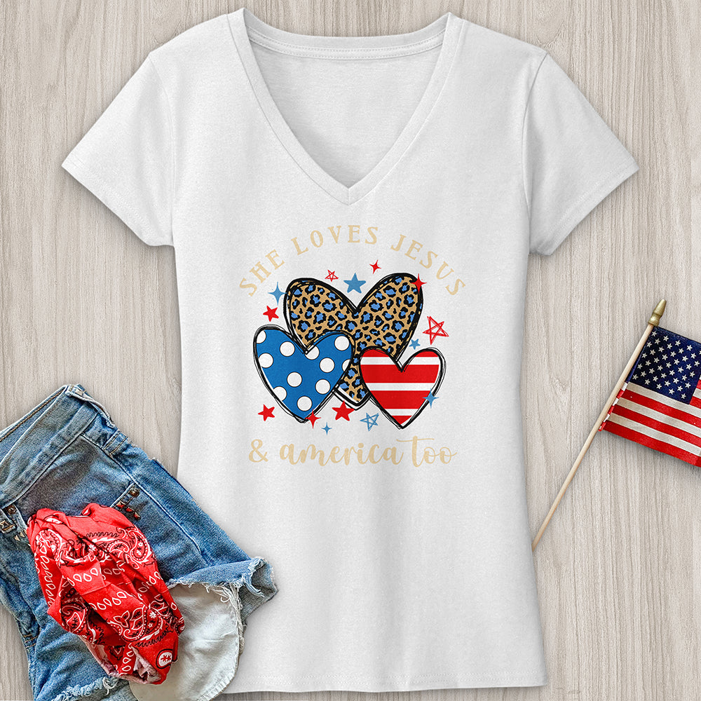 Jesus & America V-Neck Tee