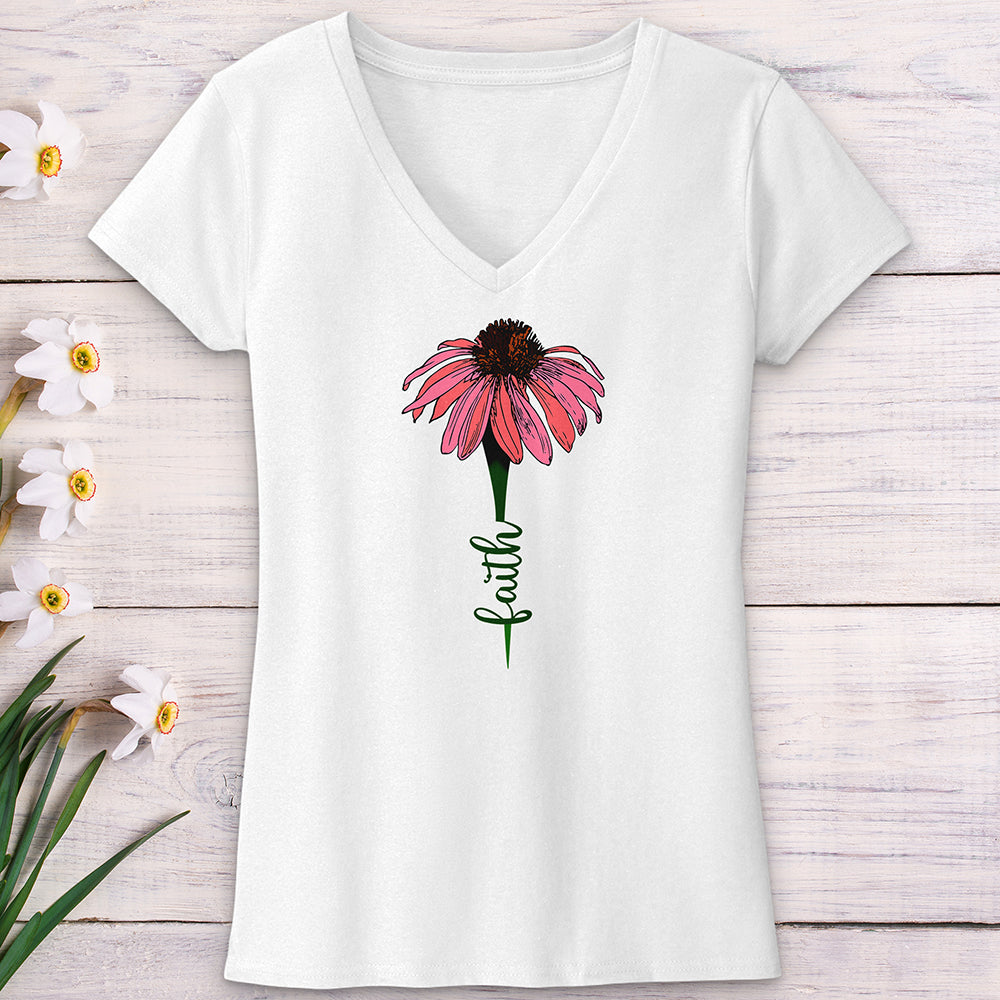 Faith Daisy Mandala V-Neck Tee