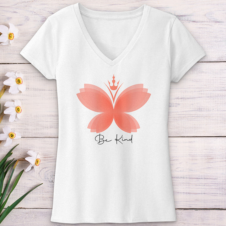 Be Kind Butterfly V-Neck Tee